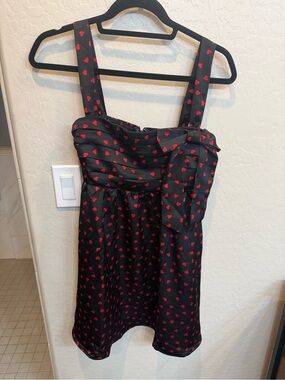 Francesca's Collections Black Mini Dress with Red Heart Print